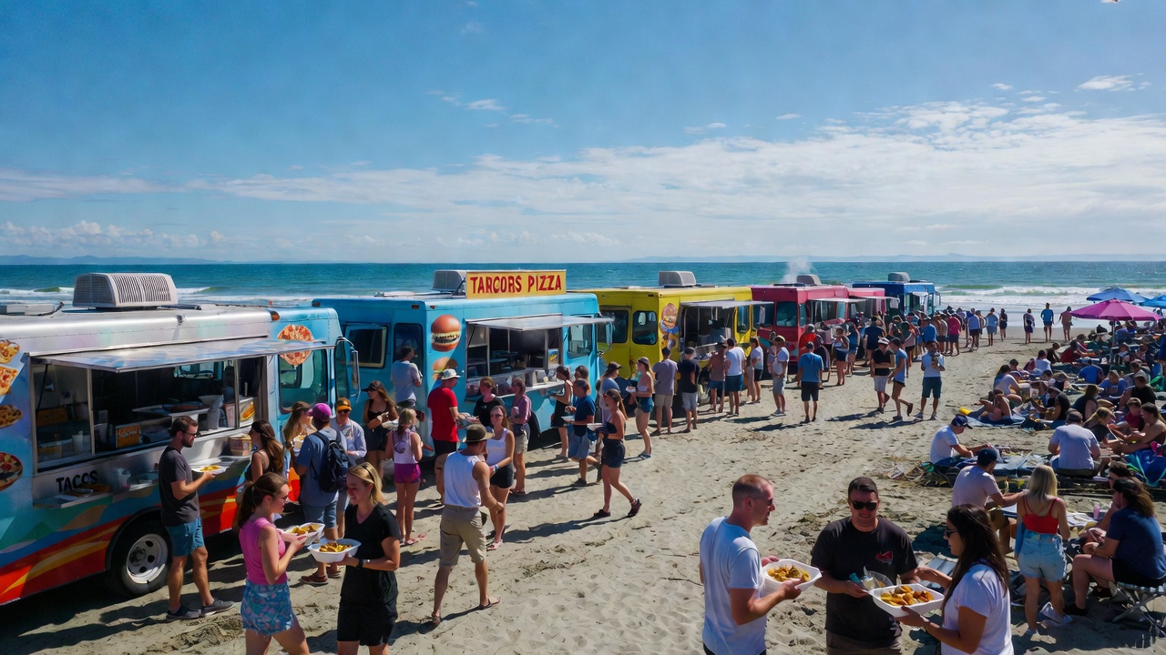 Food trucks at beach festival